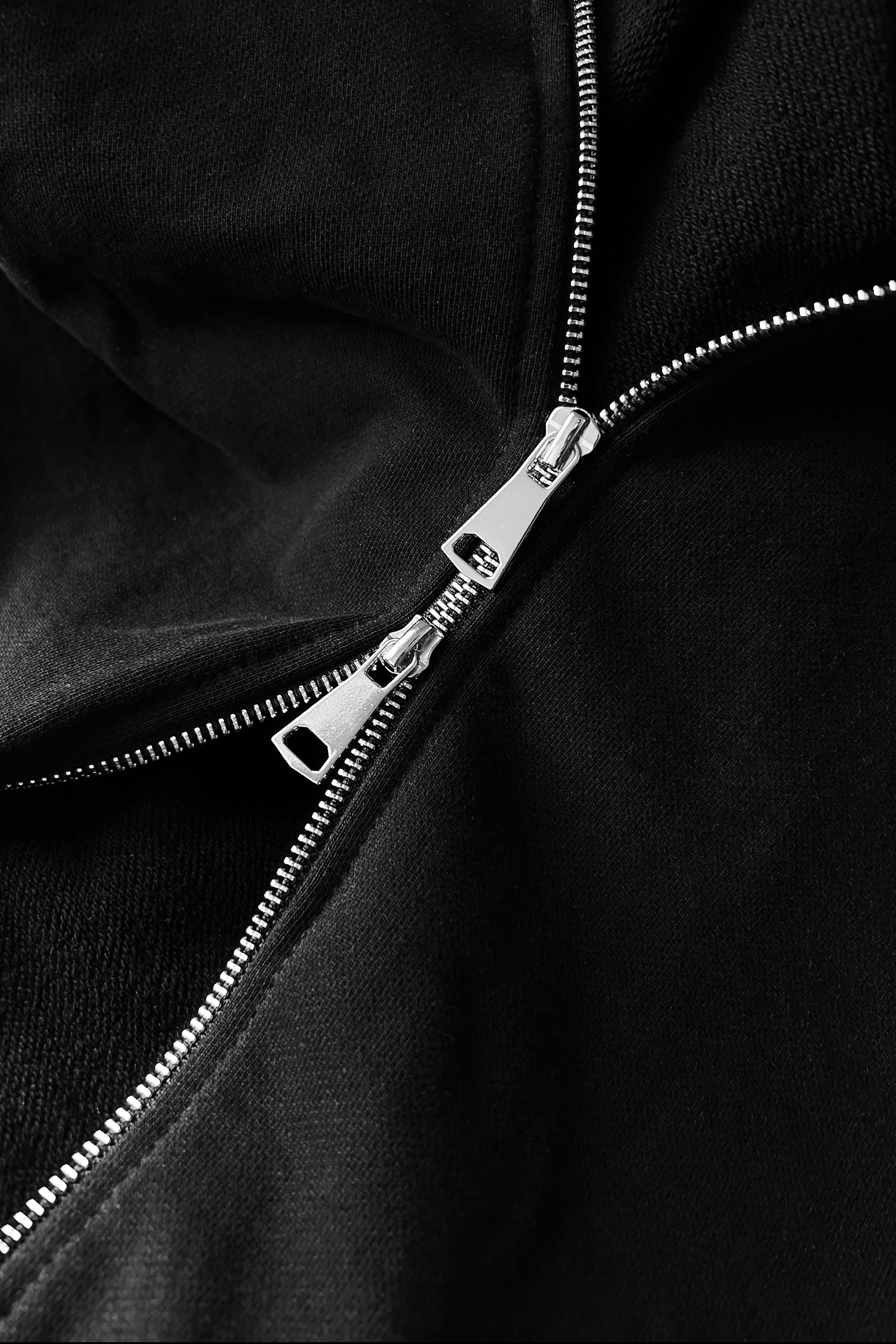 BLACK ZIPPER TERRY HOODIE