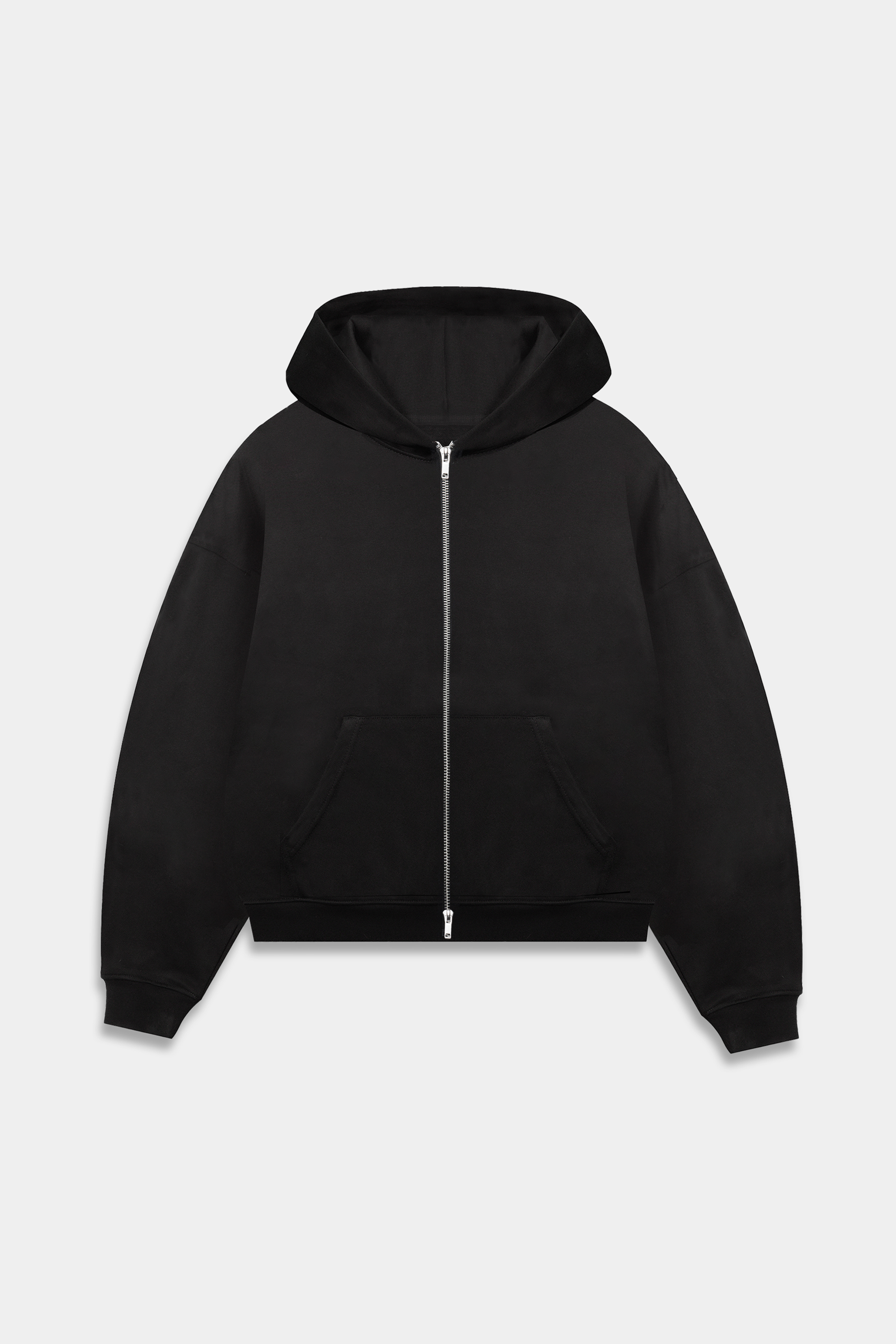 BLACK ZIPPER TERRY HOODIE